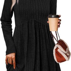 Long Sleeve Sweater Dress Fall Dresses 2025 V Neck Empire Waist Baby Doll Dresse
